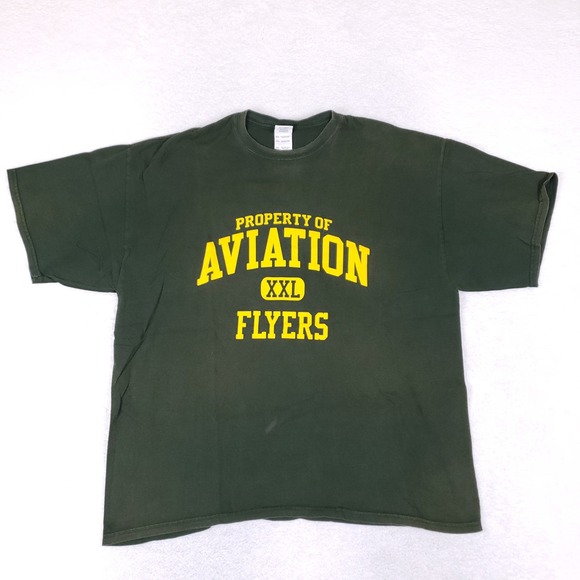 Gildan Other - Gildan T Shirt Men 2XL Property Of Aviation Flyers Forest Green Collegiate Pilot